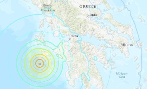 希腊附近海域发生6.8级地震 震源深度16.6公里