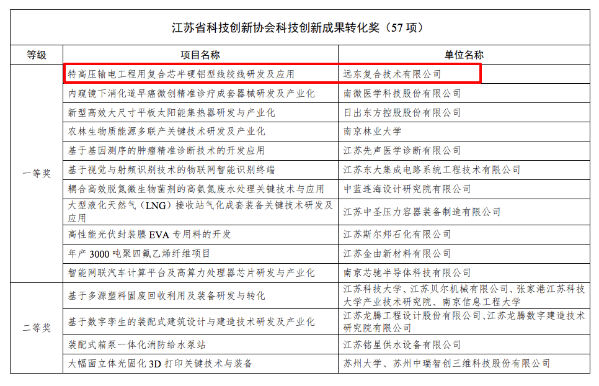 远东股份两项目荣获江苏省科技创新协会“科技创新奖”